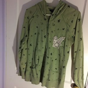Olive green unicorn hoodie w/ shooting star detail